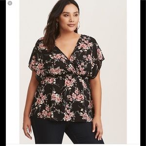 Torrid Floral Surplice Babydoll Top